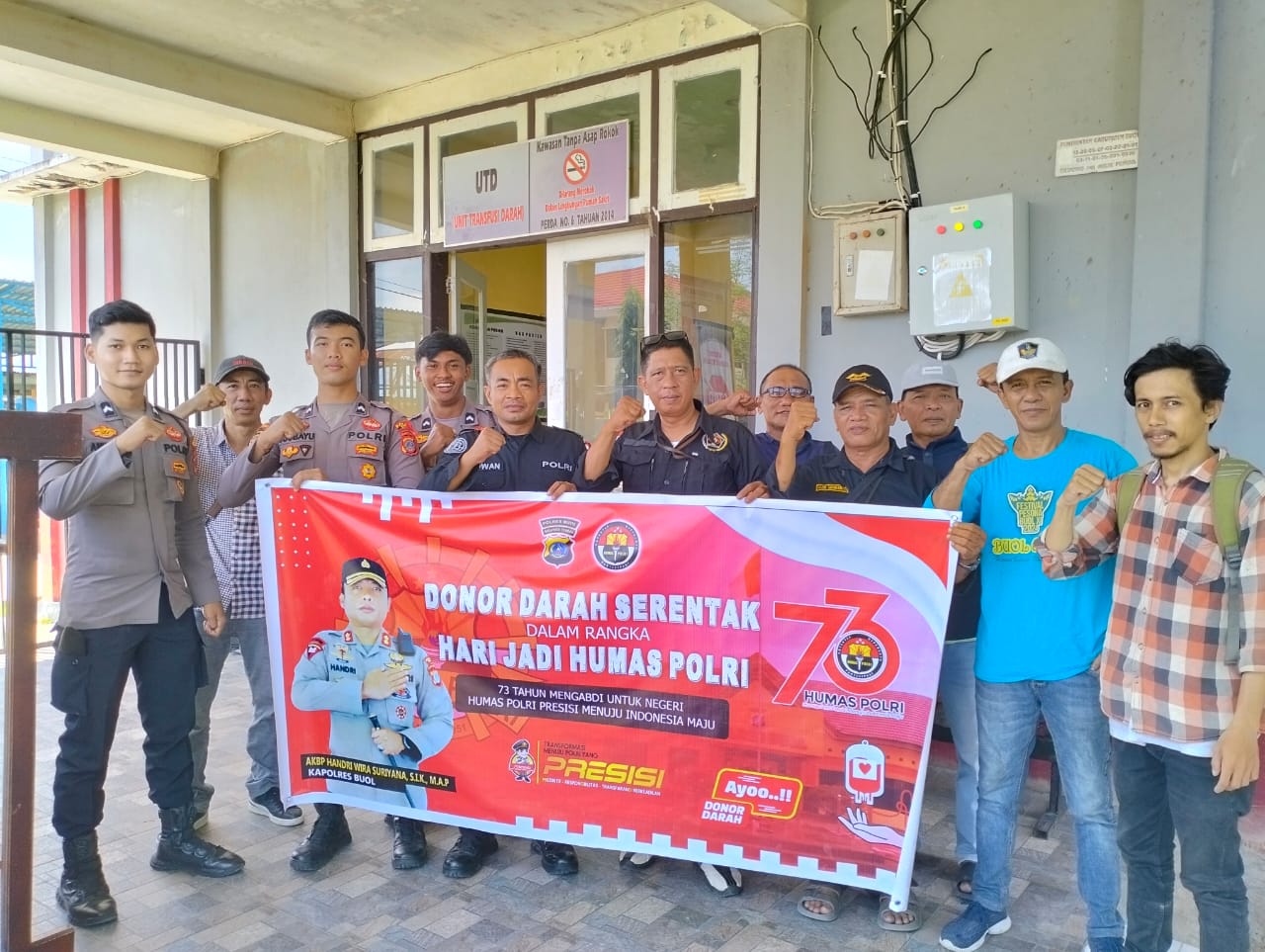 Polres Buol Gandeng Wartawan Gelar Donor Darah di Hari Jadi Humas Polri Ke-73