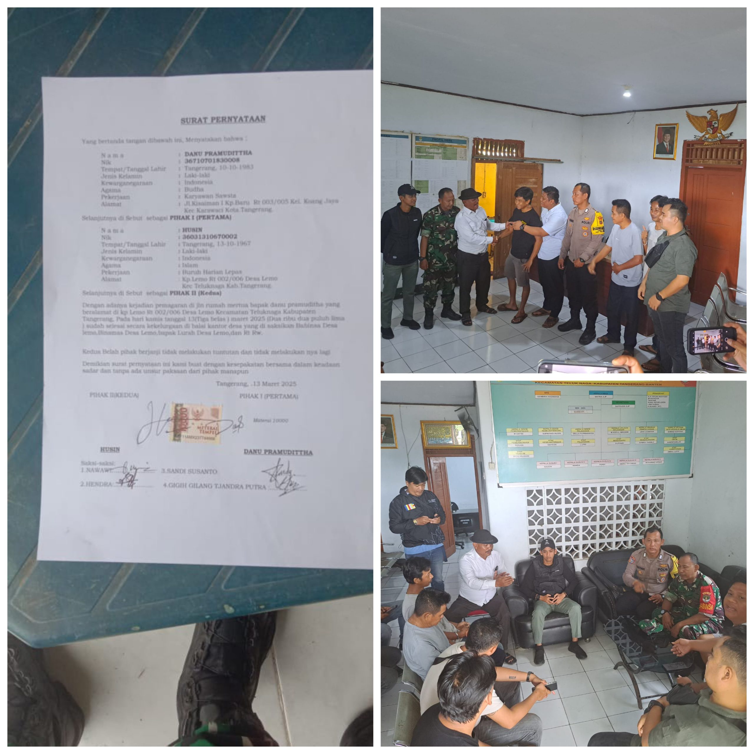 Problem Solving, Polsek Teluknaga, Koramil bersama Kades Lemo Selesaikan Konflik Pagar Tembok Ramai di Medsos