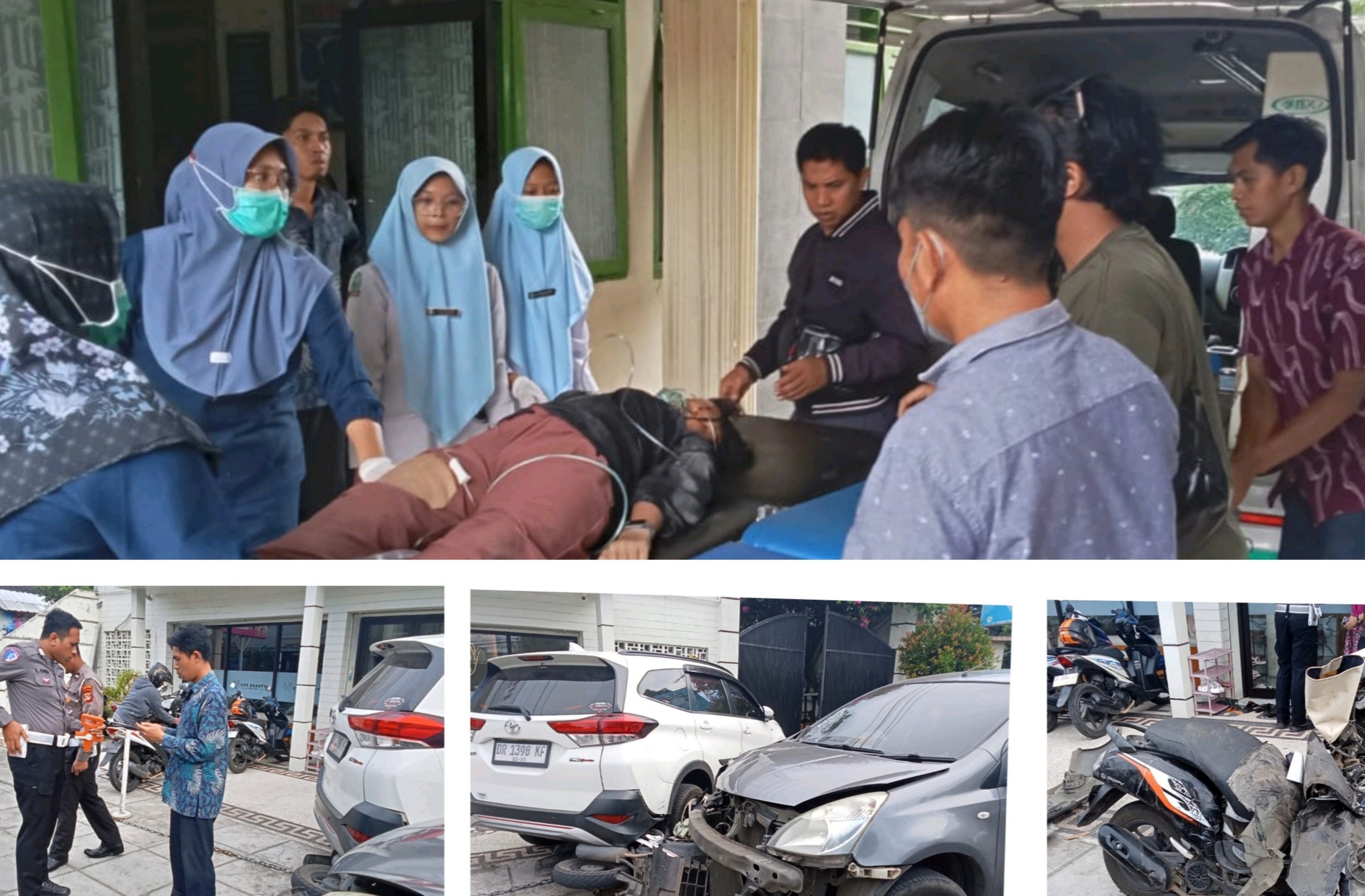 Mobil Diduga Pengangkut TKW Tabrak Motor Mengakibatkan Kecelakaan Beruntun di Sukamulia, Dua Orang Luka Berat