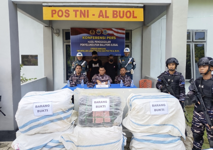 Lanal Tolitoli-Buol Gagalkan Penyelundupan 280 Ballpress Ilegal di Kabupaten Buol