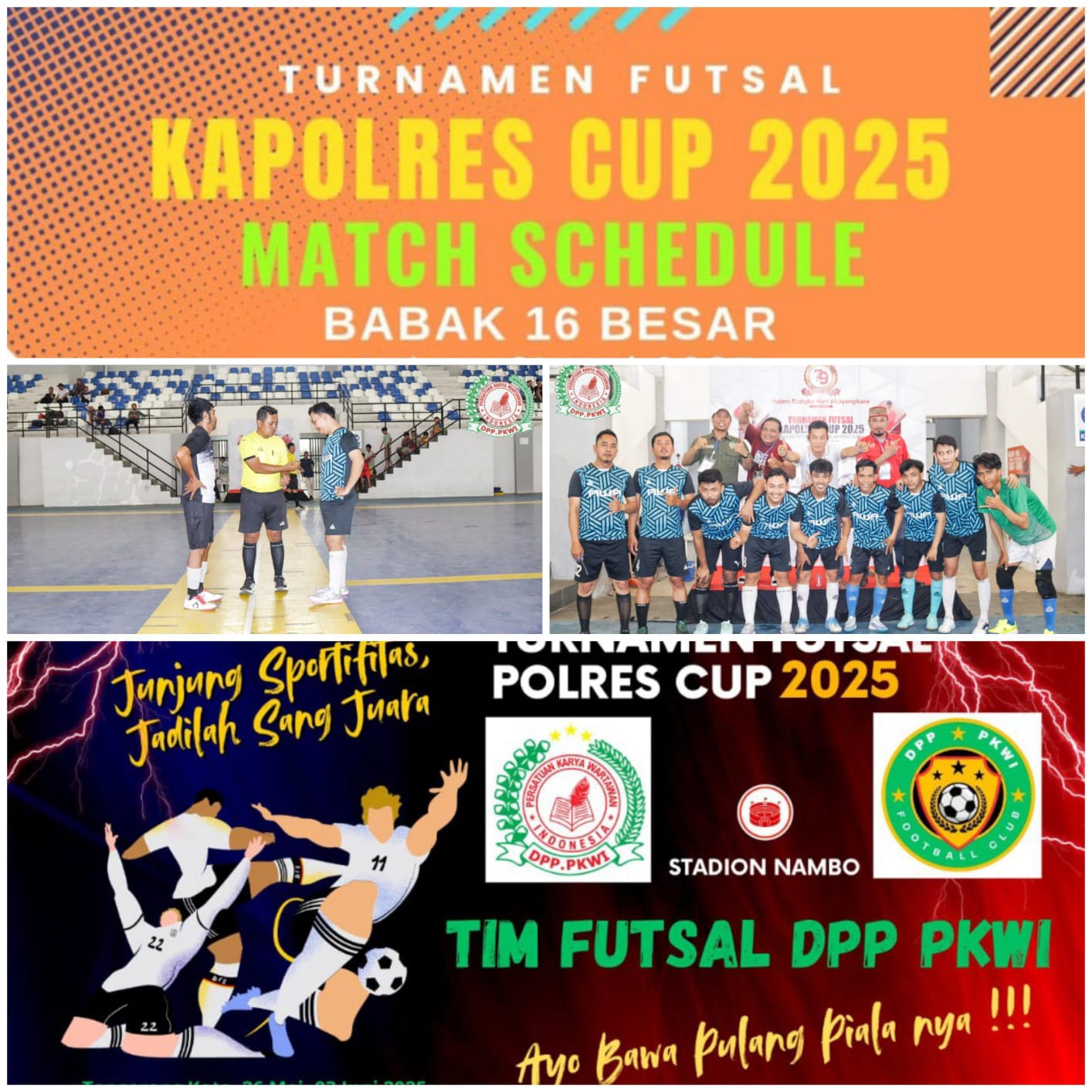 Mantap Organisasi PKWI Lolos Masuk 8 Besar. Turnamen Futsal Kapolres Cup 2025