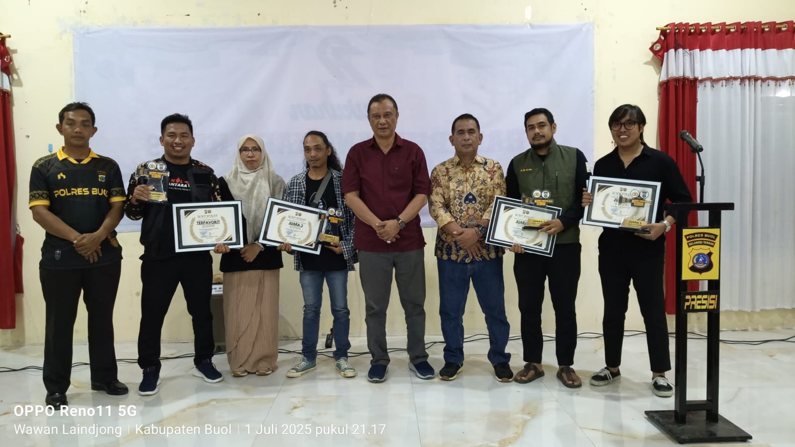 Malam Penghargaan Lomba Film Pendek Kapolres Buol 2025 Dihadiri Sekda Buol