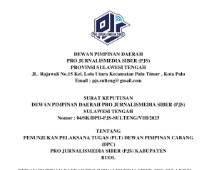 Percepat Konsolidasi di Daerah, DPD PJS Sulteng Resmi Tunjuk Plt Pengurus DPC Buol