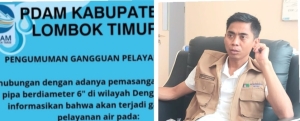 PDAM Lombok Timur Umumkan Gangguan Air di Wilayah Denggen Akibat Pemasangan Gate Valve