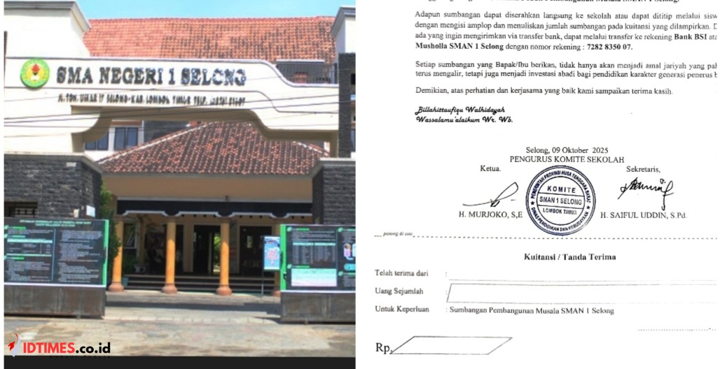 Surat Sakti Berdalih Sumbangan Pembangunan Mushalla di SMA N 1 Selong, Wali Murid Mulai Pertanyakan Kejelasan