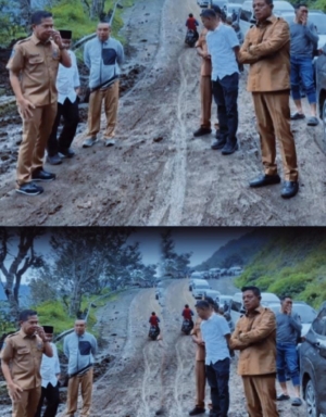 Sempat Longsor, Jalur Sembalun Jadi Sorotan Bupati Lombok Timur dan Kabid BM PUPR Pantau Pembersihan Jalan
