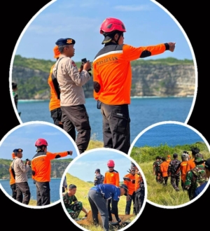 Tim SAR dan Brimob Kompi 3 Yon B Lotim Ikut Lakukan Pencarian Korban di Pantai Beloam