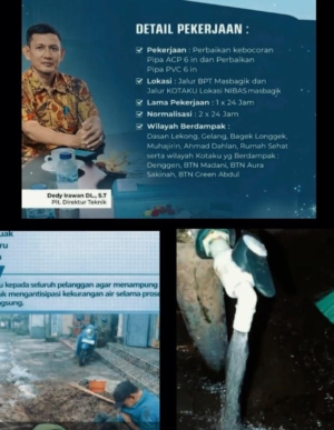 Distribusi Air PDAM Lombok Timur Terganggu Akibat Perbaikan Pipa di Masbagik, Dirtek Gerak Cepat Tangani Gangguan!