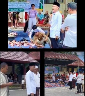 Bupati Lombok Timur Kurban Puluhan Sapi, Salah Satunya di Desa Kembang Kuning Direktur PDAM Sampaikan Pesan Bupati Haerul Warsin
