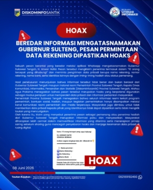 Awas Modus Pemenang Dadakan! Hoaks Berkedok Hadiah Gubernur Sulteng Beredar