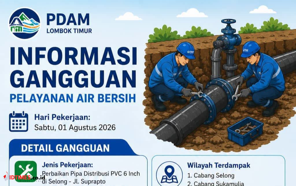 PDAM Lotim Lakukan Perbaikan Pipa, Tiga Wilayah Terdampak Gangguan Air