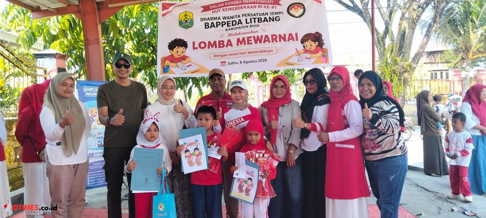 Semarak HUT RI ke-81, DWP Bappeda-Litbang Buol Gelar Lomba Mewarnai untuk Anak