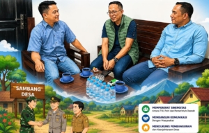 Kapolres, Sekda dan Dandim Lotim Ngopi Bareng di Koramil Labuhan Haji Sambil Sambang Desa