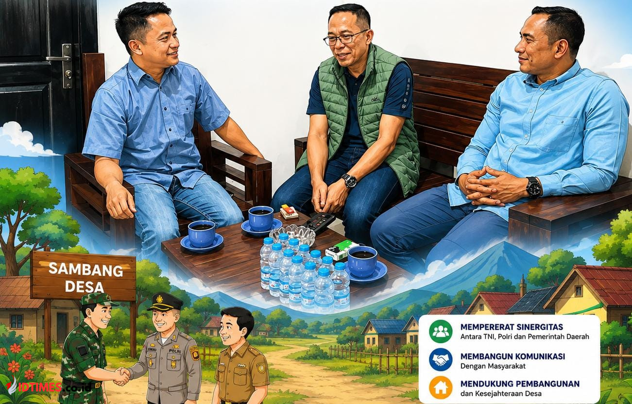Kapolres, Sekda dan Dandim Lotim Ngopi Bareng di Koramil Labuhan Haji Sambil Sambang Desa
