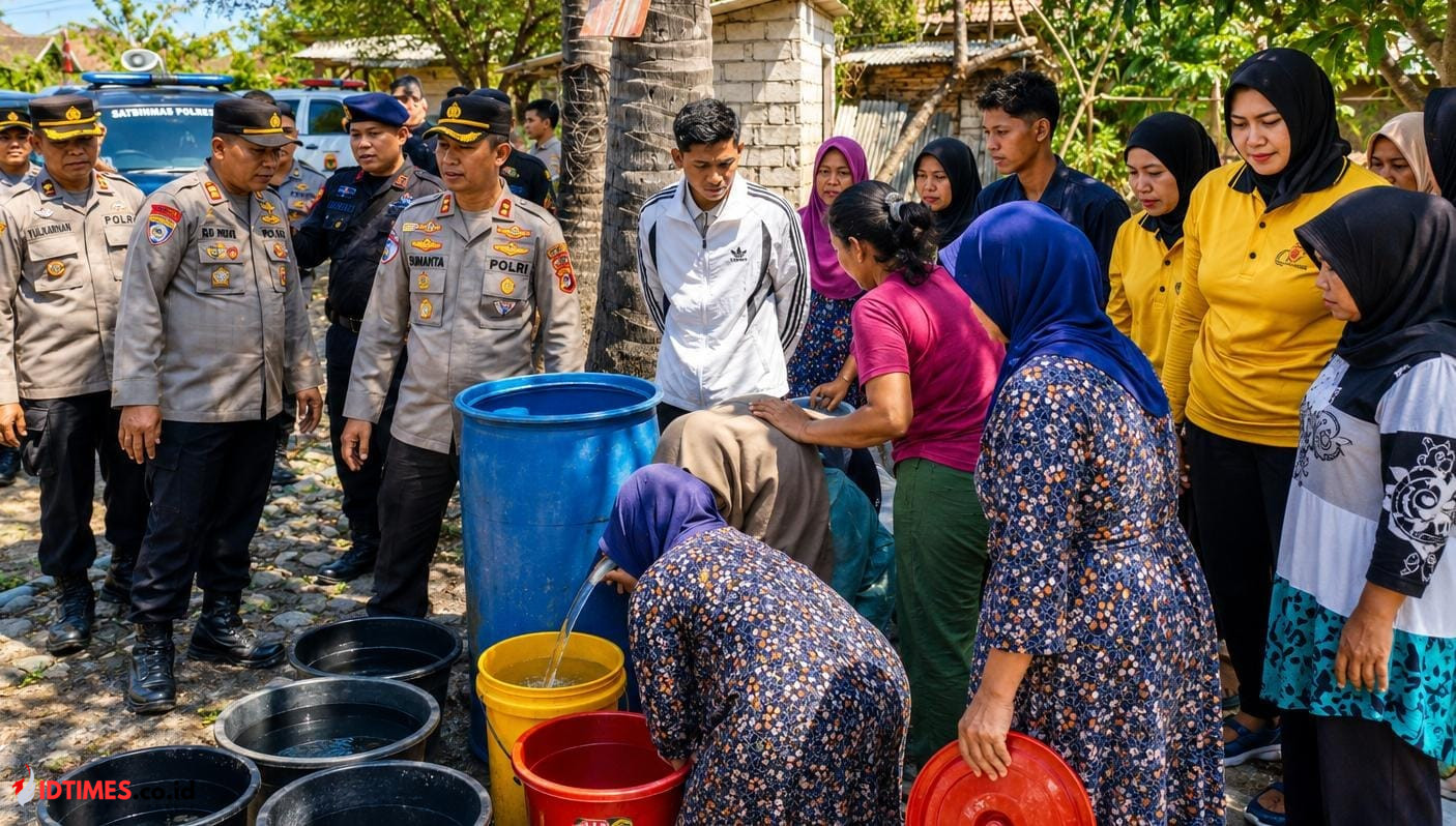 Direktur PDAM Sopyan Hakim Bersama Kapolres Salurkan Air Bersih untuk Warga Sekaroh