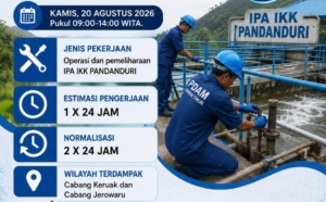 PDAM Lombok Timur Informasikan Gangguan Pelayanan Air Bersih di Keruak dan Jerowaru