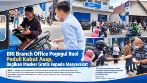 BRI BO Pogogul Buol Peduli Kabut Asap, Bagikan Masker Gratis kepada Masyarakat